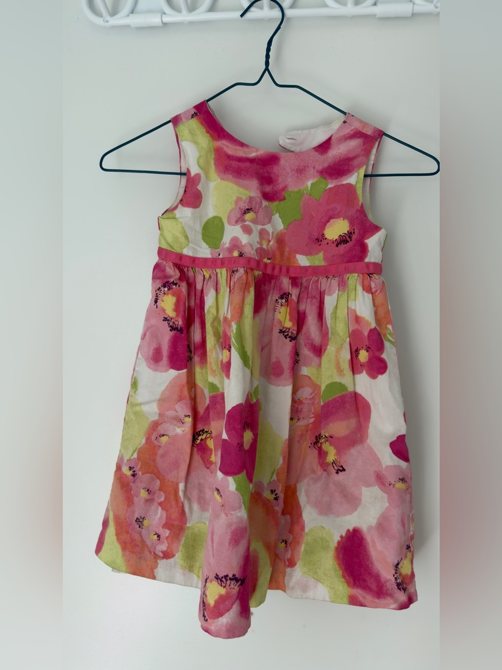 Gymboree Pink and Green Floral Sleeveless Dress